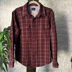 UNTUCKIT Dre Burgundy Plaid “Havelin” Cotton Flannel Shacket Size M